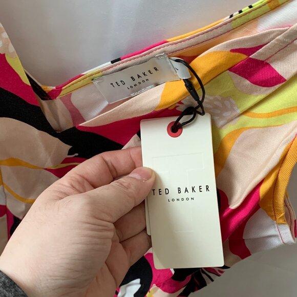 TED BAKER LONDON Thaliah Double Layer Effect Cami in Bright Pink Sz 2/4US - Picture 3 of 4